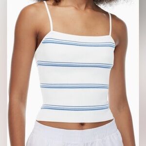 ARITZIA BABATON Sculpt Knit CamiTank size M Blue/Grey with white stripes EUC